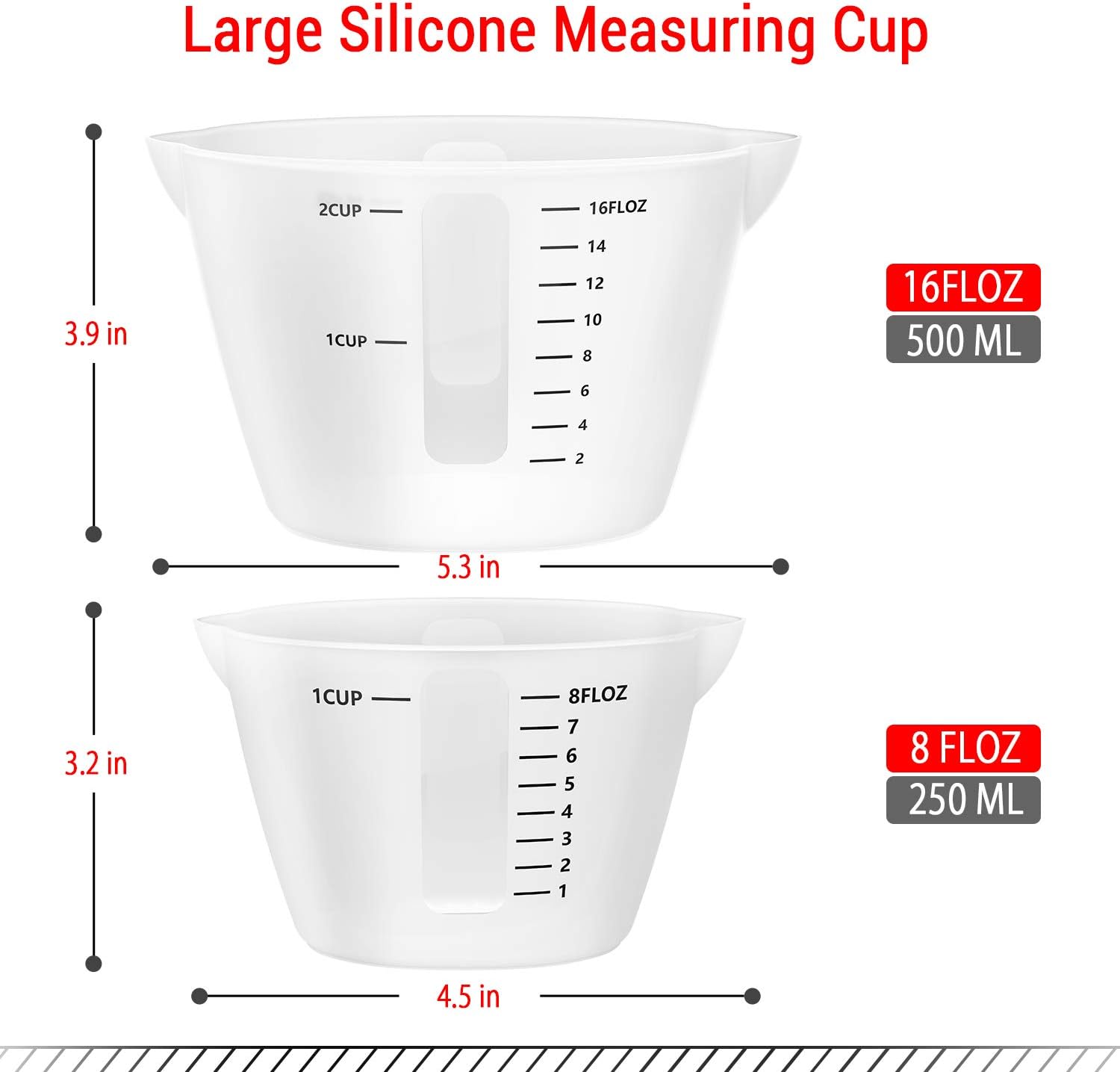 Gartful 500ml & 250ml Large Silicone Measuring Cups, Resin Mixing Cups for Epoxy, Jewelry Casting Molds, Acrylic Paint Pouring, Cup Making
