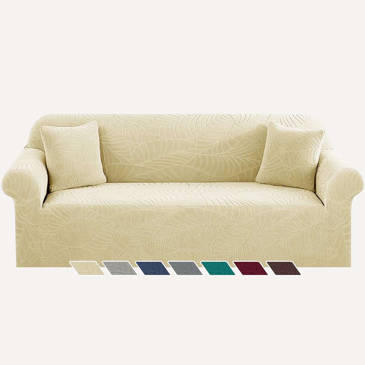 YEMYHOM Couch Cover Latest Jacquard Design High Stretch Sofa Covers for 2 Cushion Couch