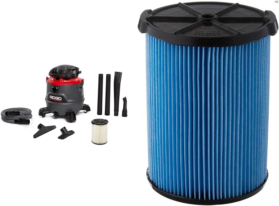 RIDGID 62723 Red 16 gallon RT1600 Wet/Dry Vacuum, Dark Gray and Red