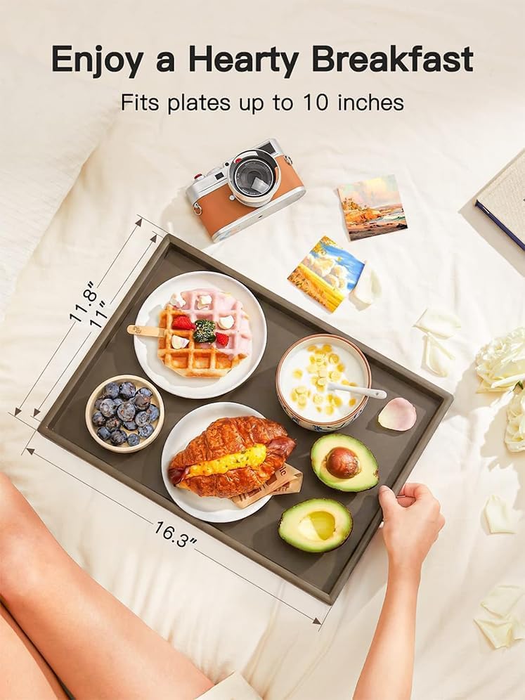 Bamboo Bed Tray Table with Foldable Legs, Breakfast Tray for Sofa, Bed, Eating, Working, Used As Laptop Desk Snack Tray by Pipishell