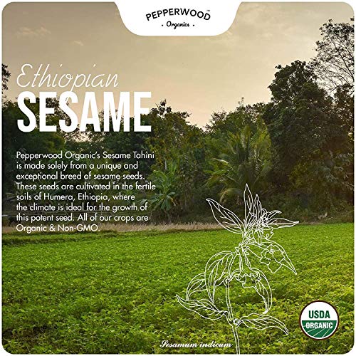 Organic Whole Sesame Tahini Paste - Bulk 6.6lb Bucket - Unhulled & Stone-Ground - Silky Smooth Texture in Hummus, Dips, Dressings - Unsalted, Nut-Free