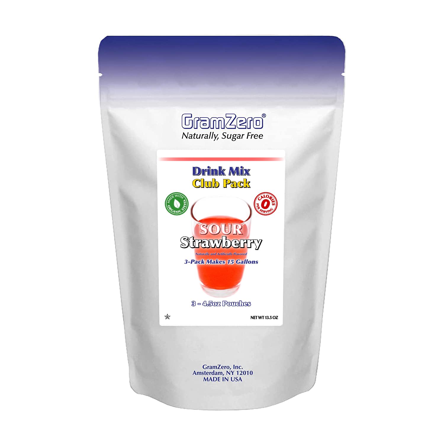 GramZero Raspberry Blush, Sugar Free Drink Mix, Pitcher Pack, Great For Nutrition Club Loaded Tea, Zero Calorie, Stevia Sweetened