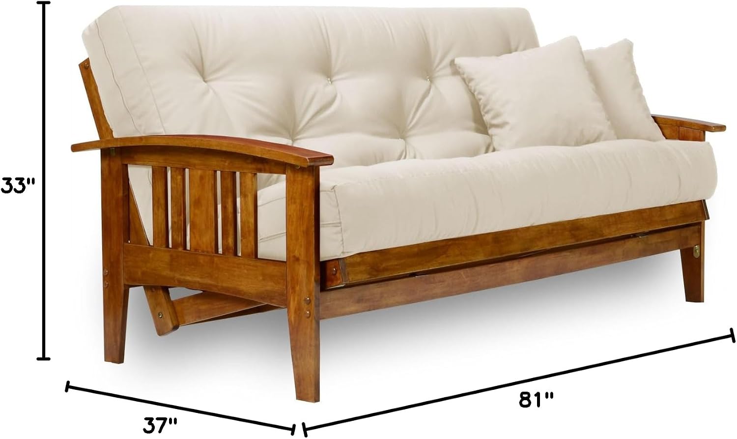 Westfield Futon Set - Queen Size, Frame, 8" Mattress, Twill Ivory Cover