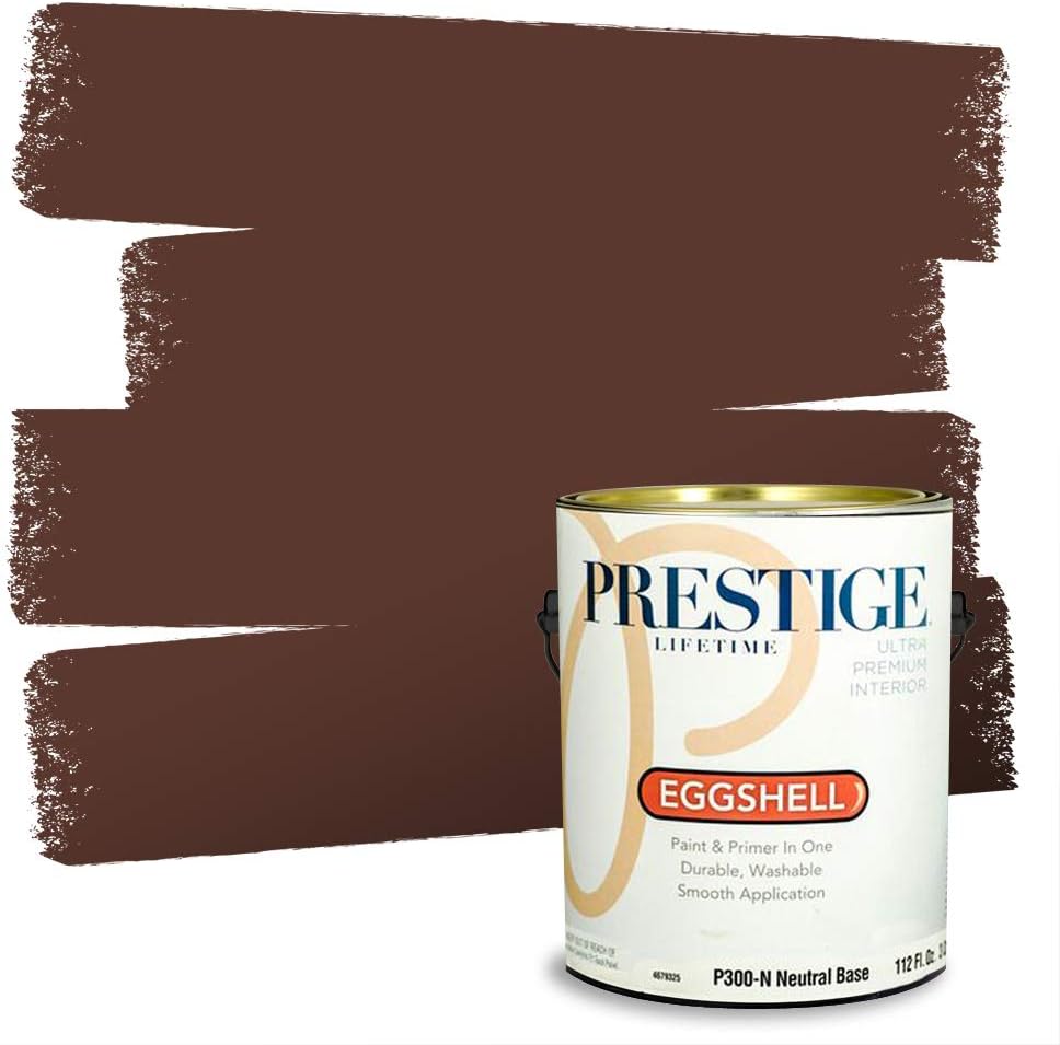 PRESTIGE Paints Exterior Paint and Primer In One, 1-Gallon, Semi-Gloss, Comparable Match of Sherwin Williams* French Roast*