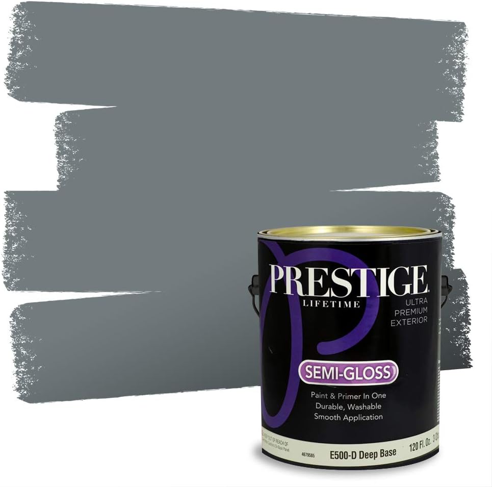 PRESTIGE Paints Exterior Paint and Primer In One, 1-Gallon, Satin, Comparable Match of Sherwin Williams* Tricorn Black*