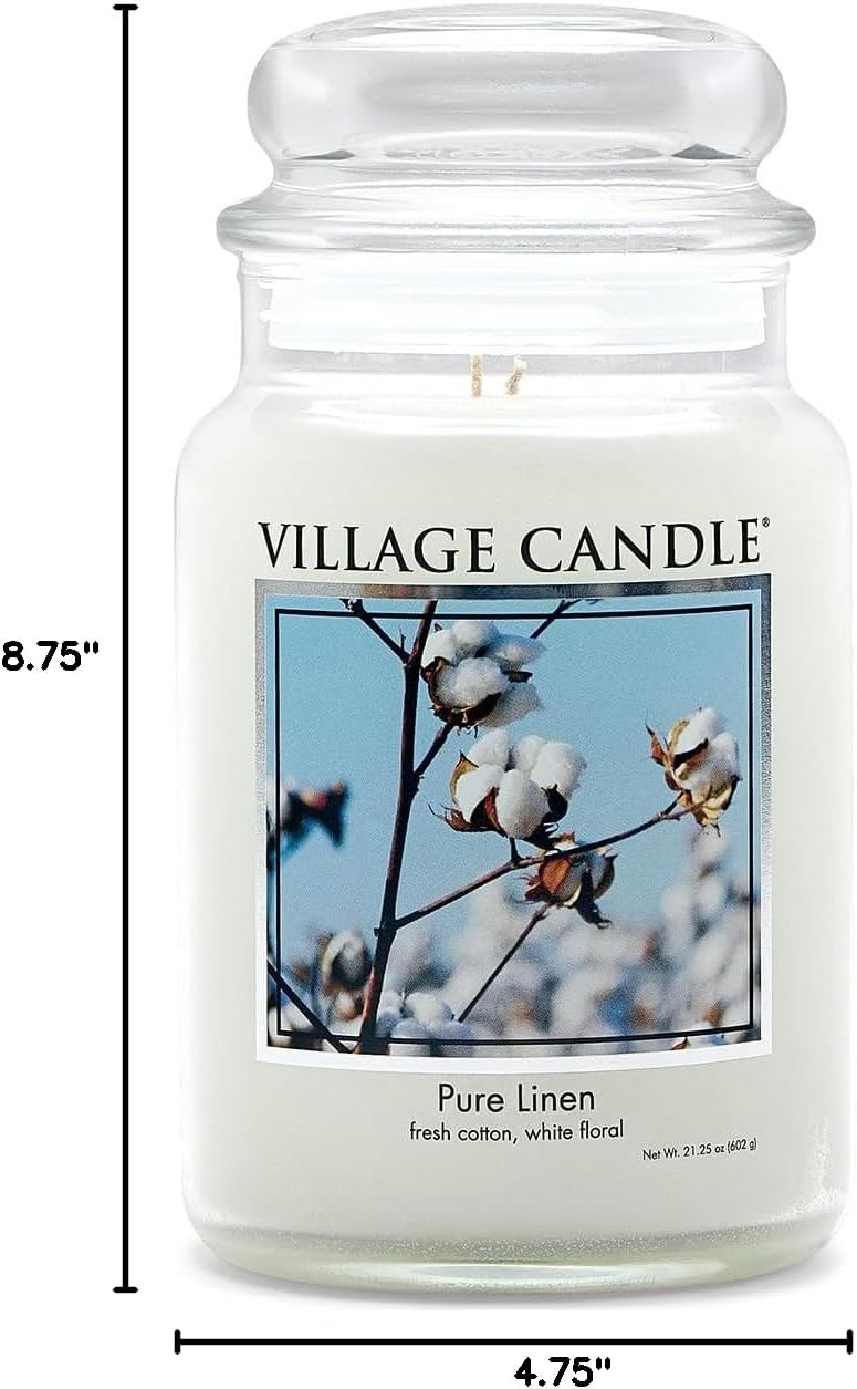 Village Candle Spiced Vanilla Apple, Large Glass Apothecary Jar Scented Candle, 21.25 oz, Ivory