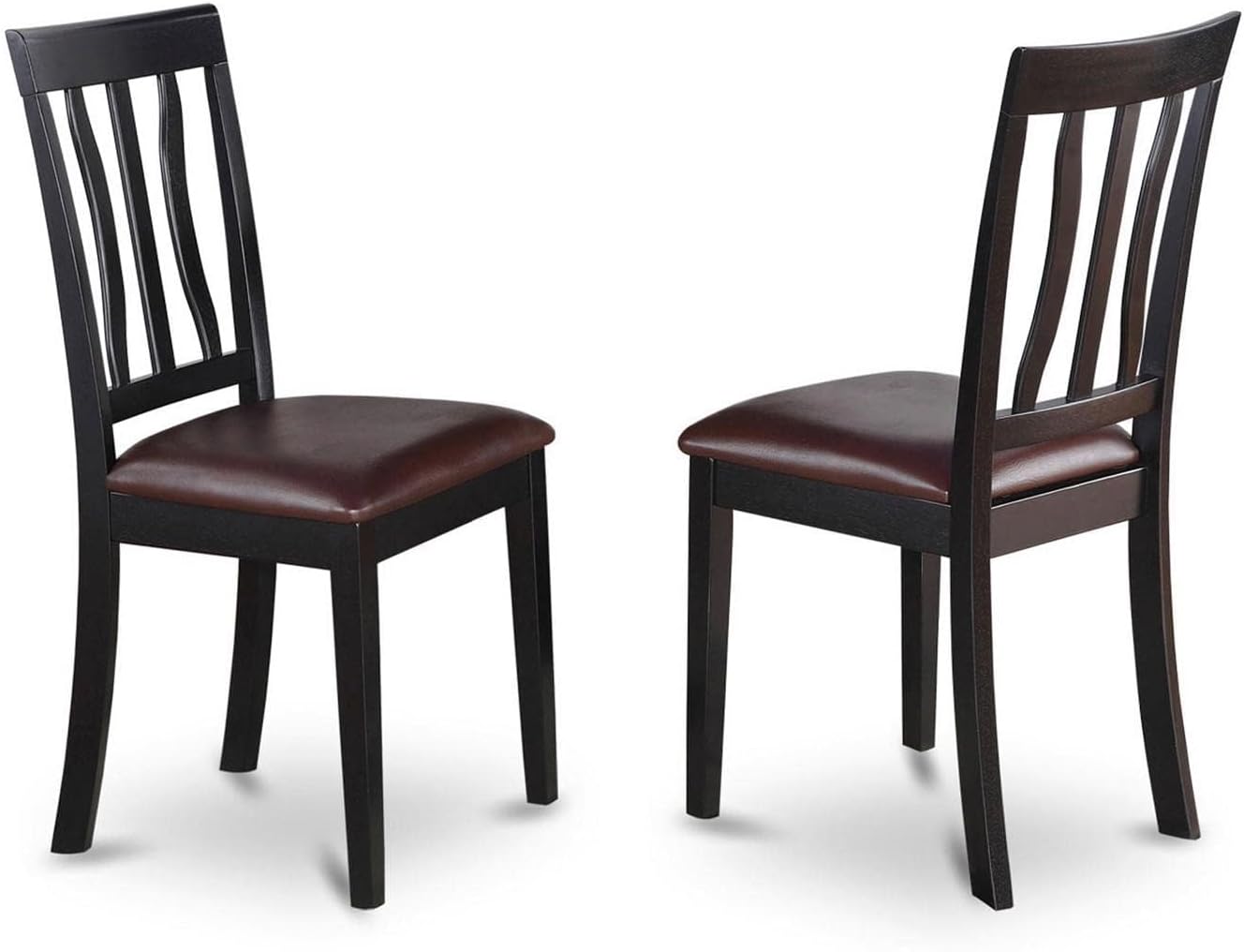 East West Furniture ANC-WHI-W Antique Dining Room Chairs - Slat Back Solid Wood Seat Chairs, Set of 2, Buttermilk & Cherry