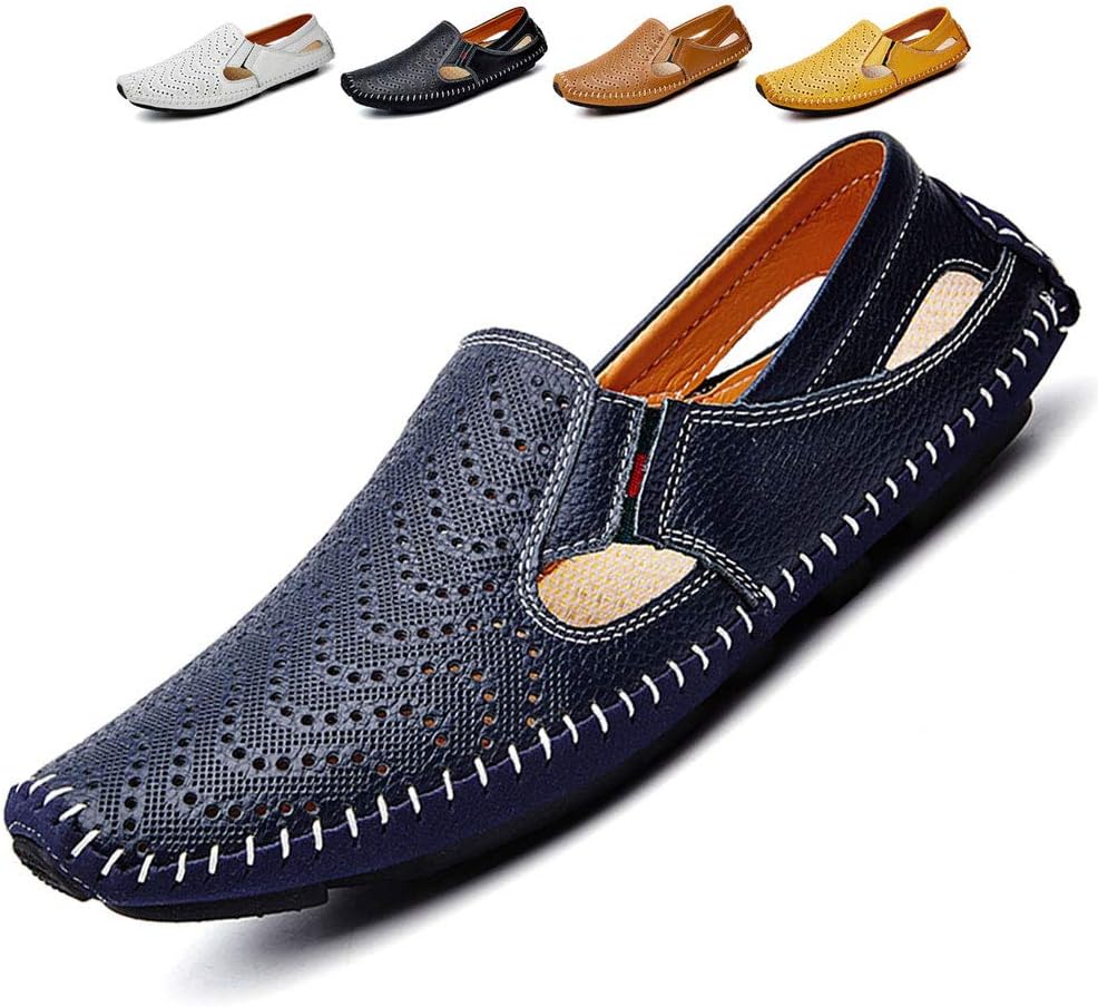 Men's Driving Shoes Leather Slipper Casual Slip on Loafers | Top Grain Leather Upper, Moccasin Toe, Slip-on, Traction Rubber Outsole, Mens Dress Shoes, Mens Casual Loafers