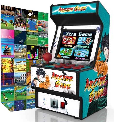 Mini Arcade Machine, Built in 156 Classic Retro Games, 2.8 Inch Screen | 156 Classic 16-Bit Video Games, Handheld Game Console, Rechargeable Battery, Support for TV Output, Birthday Present for kids
