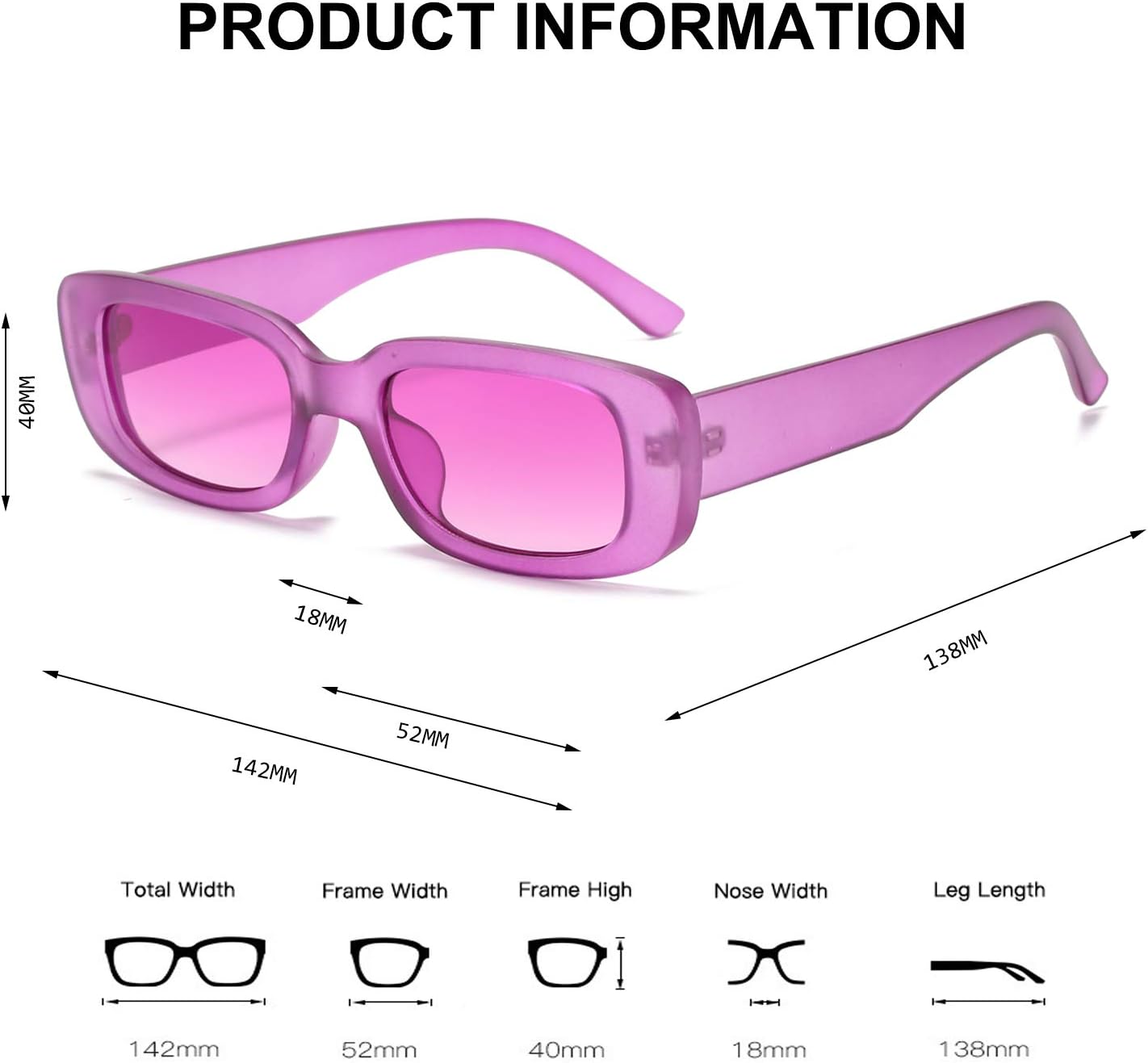 BUTABY Rectangle Sunglasses for Women Retro Driving Glasses 90’s Vintage Fashion Narrow Square Frame UV400 Protection