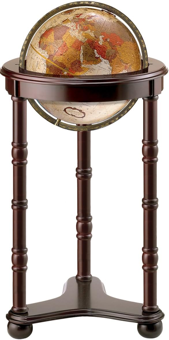 Replogle Lancaster—Bronze Metallic, Dark Cherry Wood Finish, Floor Model Globe