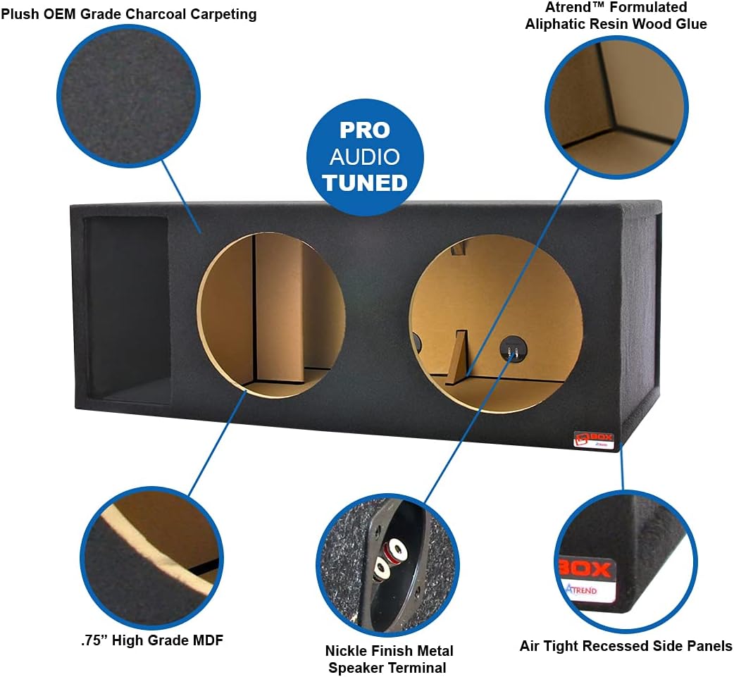 Atrend 15 Soundqubed Single Vented - SPL Tune Subwoofer Box Improves Audio Quality, Sound & Bass - Woofer Specific Enclosure Certified - Made in USA