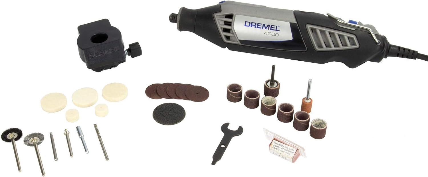 Dremel 4000 Series 28 Piece 1.6A Corded Electric Variable Speed Rotary Tool Kit (Renewed) | 28-piece set, 1.6A motor, variable speed