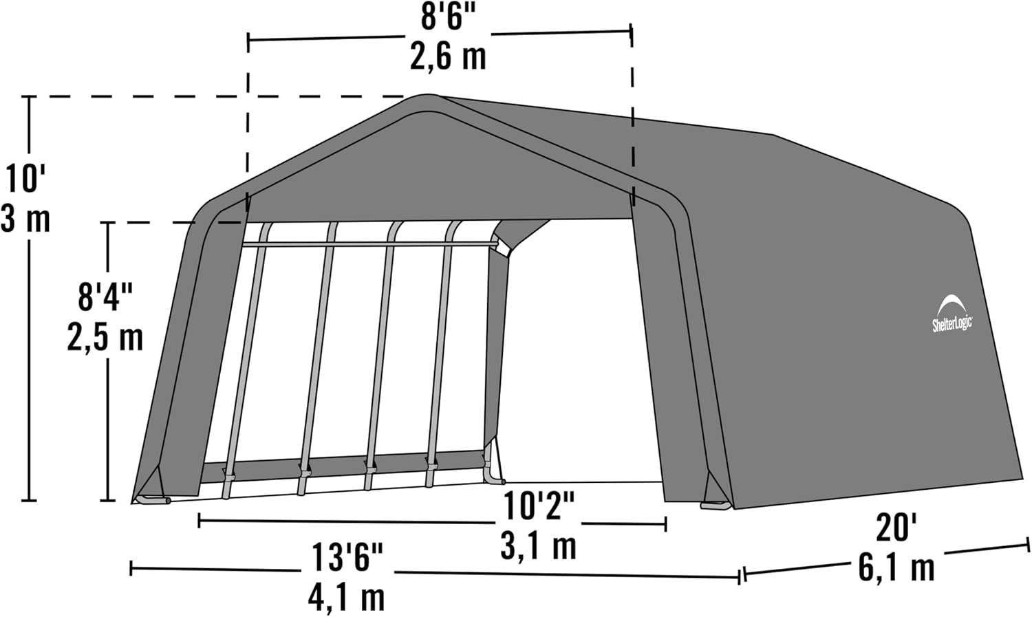 ShelterLogic 73342 Green 12'x20'x10' Round Style Shelter