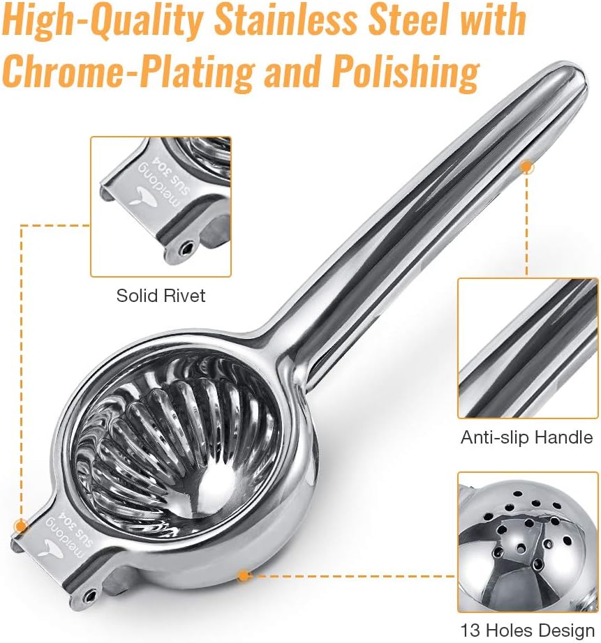 Upgraded Lemon Squeezer Meidong Super Stainless Steel 304 Hand Press Juicer Manual Citrus for Juicing Lemon ＆ Limes, Vegetables