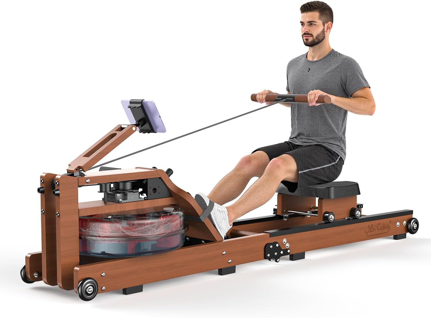 Water Rowing Machine for Home, Rower Machine 400LBS Weight Capacity with Dedicated Monitor & Comfortable Seat, Bluetooth APP