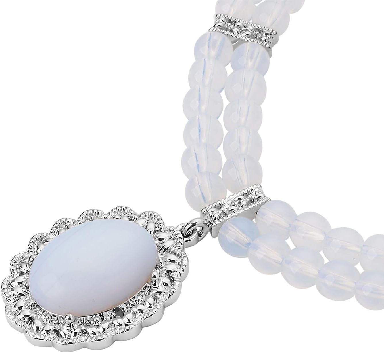 Gemstones Mix Silvertone Beaded Necklace for Women Jewelry Size 18-20" Birthday Gifts