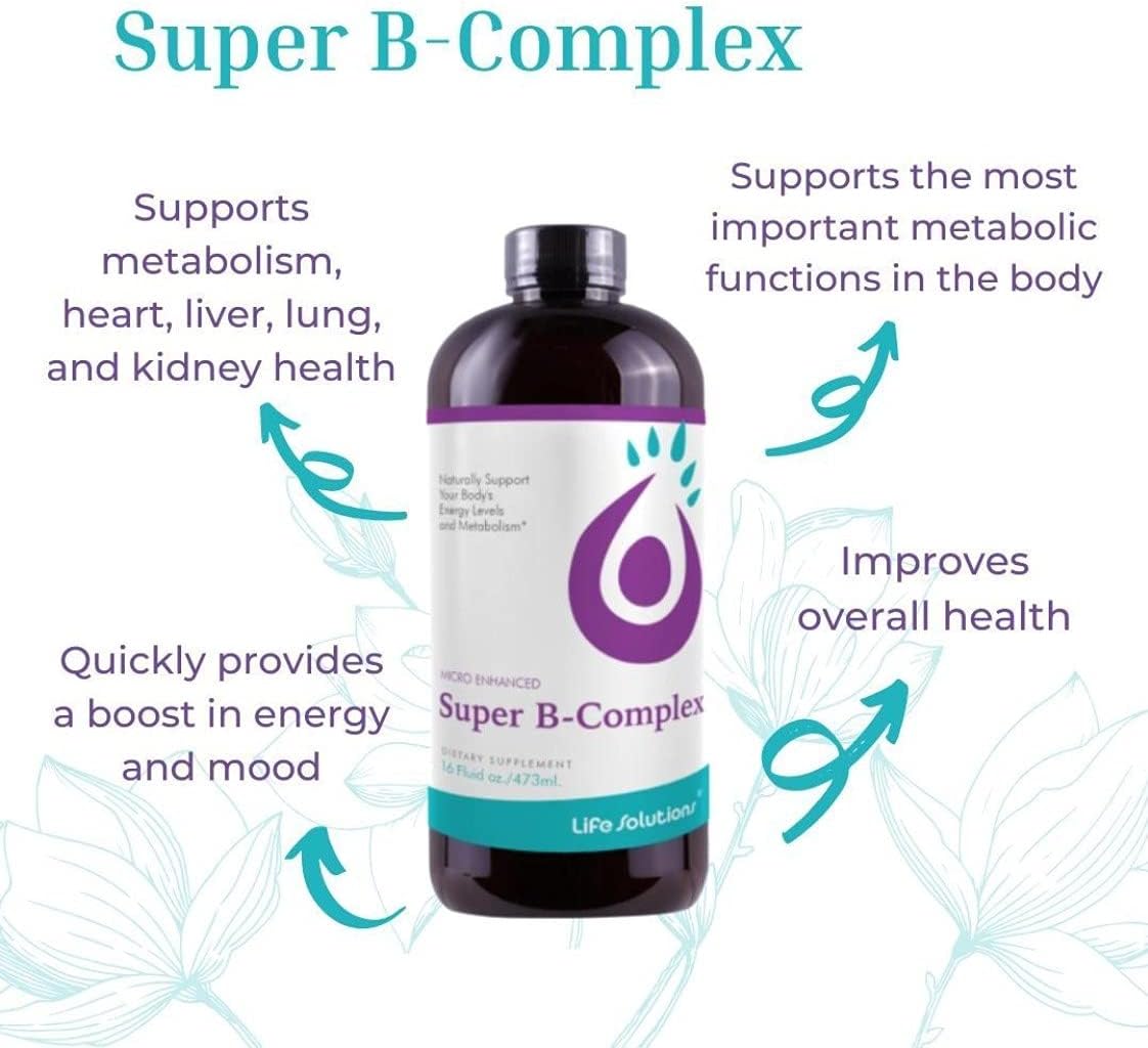 Life Solutions - Liquid Super B-Complex - 16 Oz. Naturally Support Your Body's Energy Levels and Metabolism