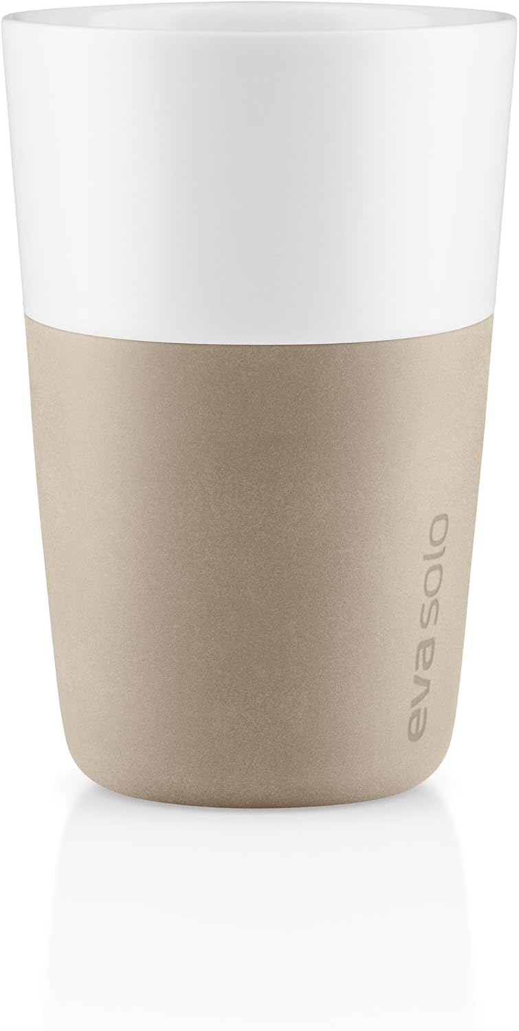 Eva Solo | 2 Lungo Tumbler Mugs | 8 oz Porcelain Coffee Cup Tumblers with Silicone-coated Grip | Danish Design, Functionality & Quality | Black