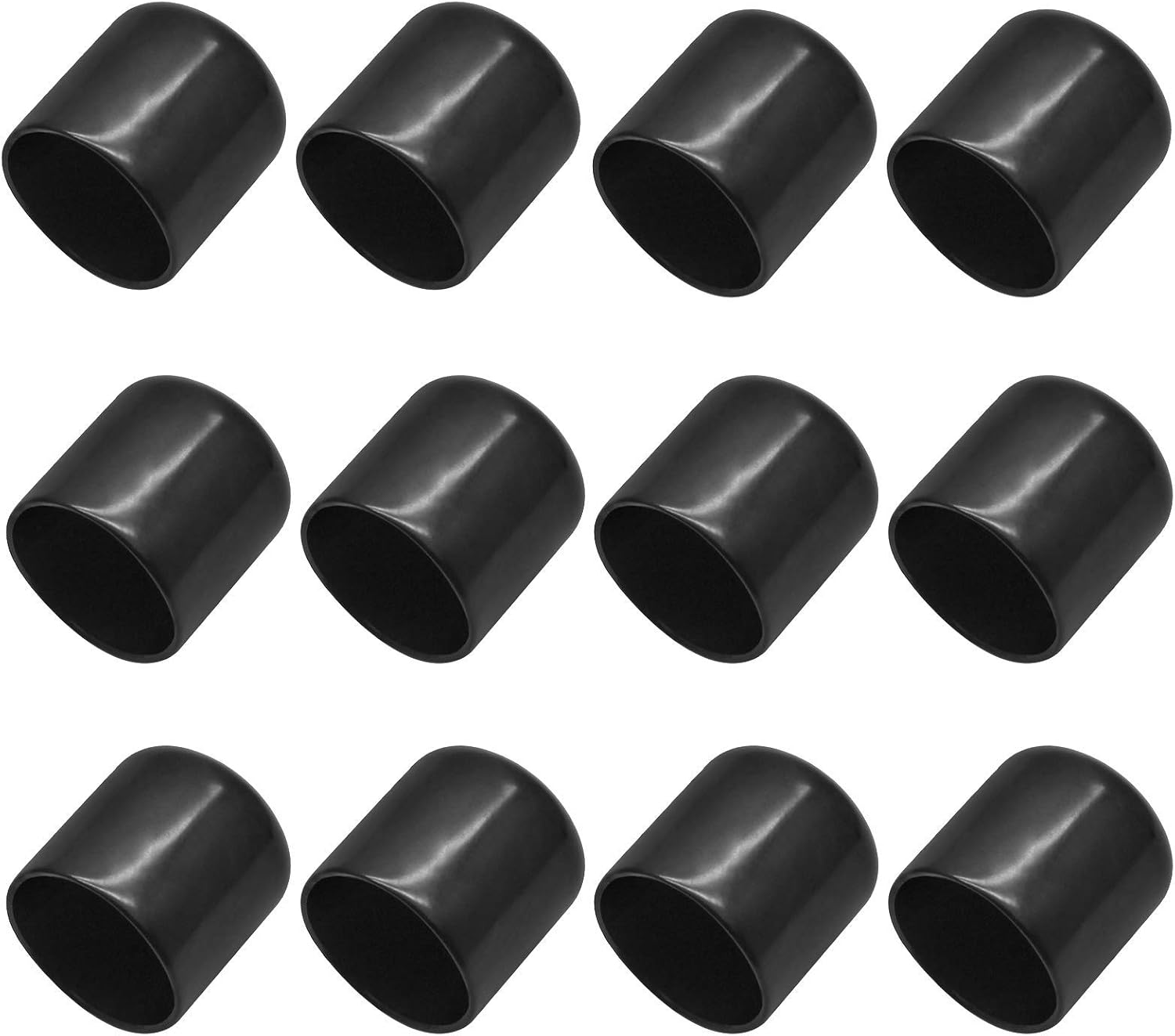 Bonsicoky 12Pcs Round Rubber End Caps 5/8" (16mm) ID, Black