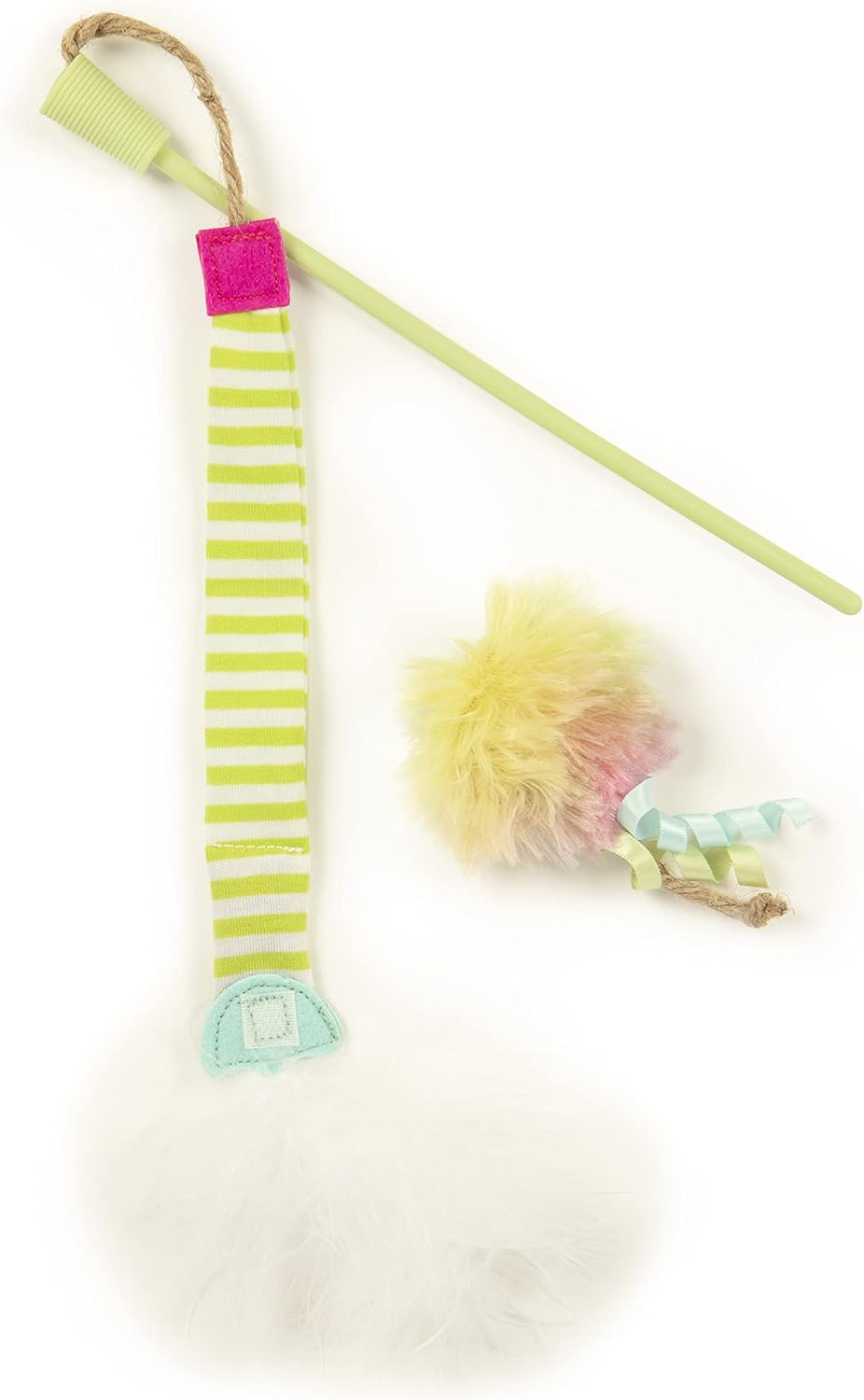 SmartyKat Frisky Flyer Feather Wand Cat Toy, Extendable Up to 24" - Blue, One Size