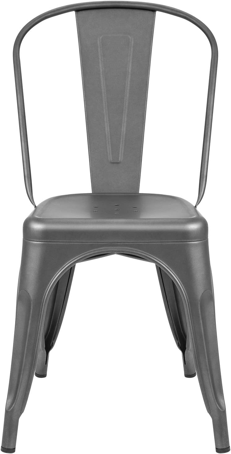 Furmax Metal Dining Chair Indoor Outdoor Use Stackable Classic Trattoria Chair Chic Dining Bistro Cafe Side Metal Chairs Set of 4 (Ivory White)