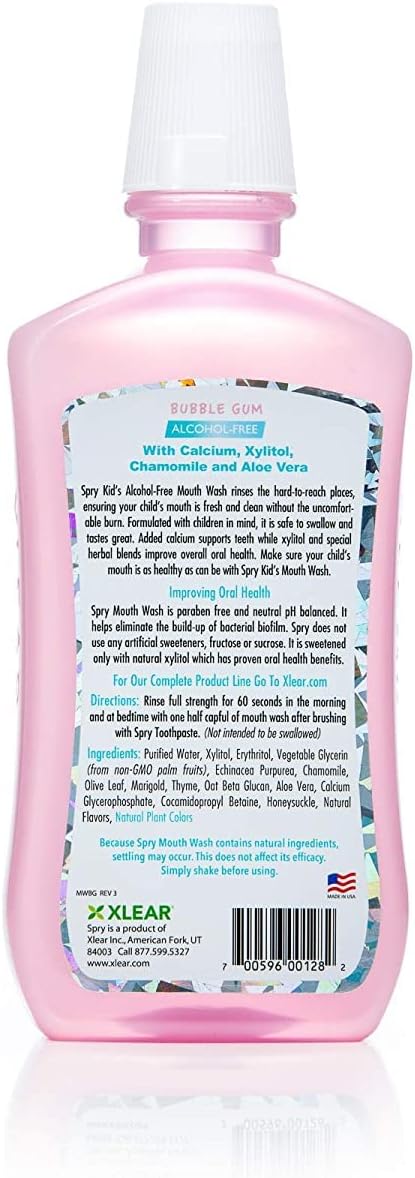 Spry Natural Xylitol Oral Rinse Mouthwash, Spearmint - 16 fl oz (Pack of 1) | Natural, Fluoride Free, Enamel Support, Low Alcohol, Gentle for Sensitive Mouth and Gum, Non-GMO, No Burn