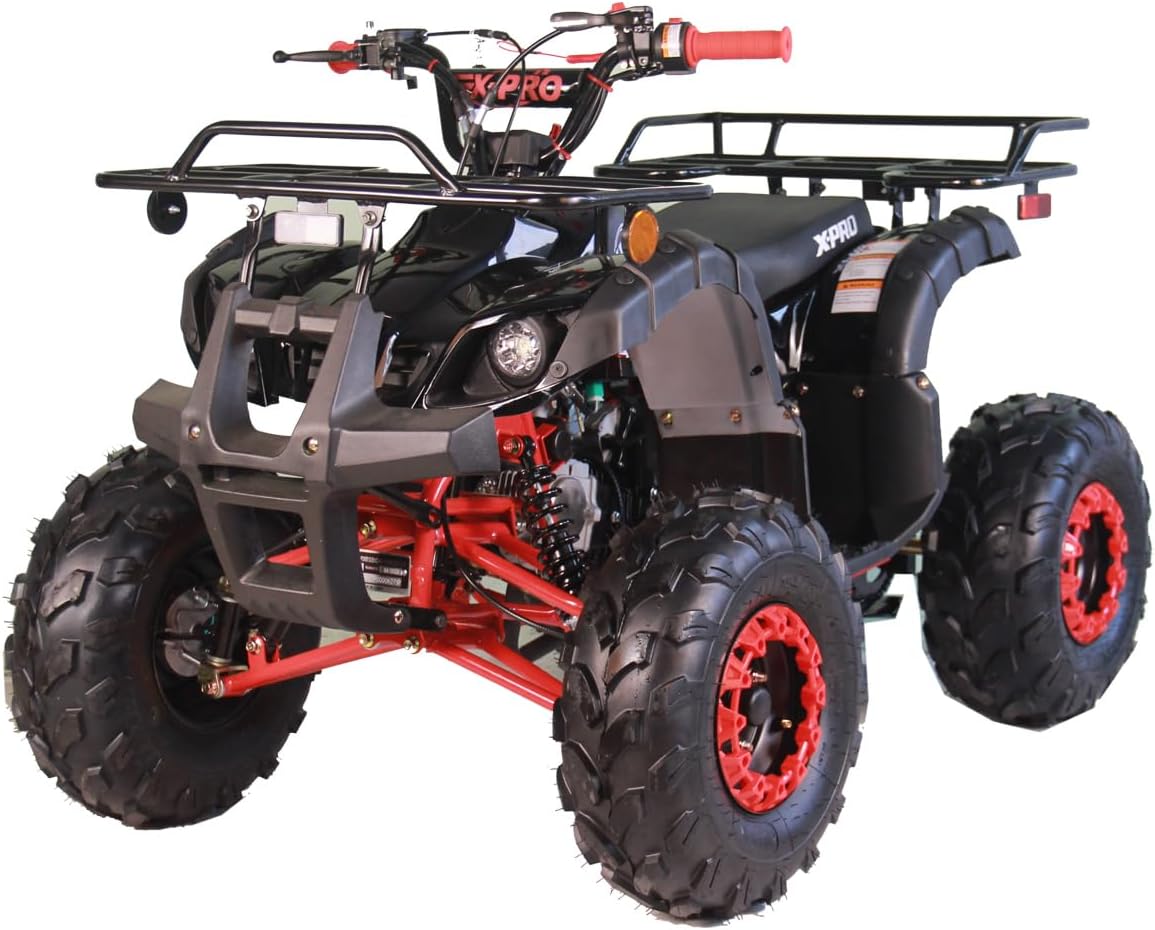 X-PRO 125cc ATV 4 Wheels Quad 125 ATV Quads with LED Lights, Big 19"/18" Tires!（Army Black）