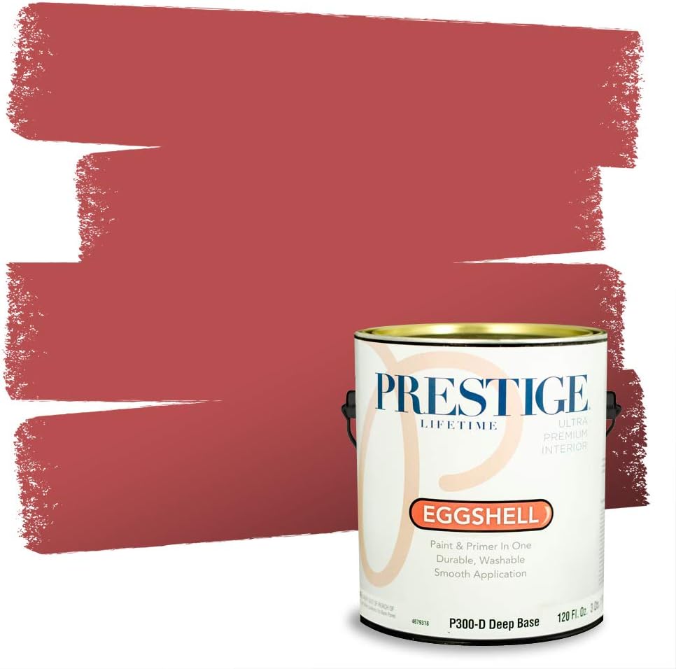 PRESTIGE Paints Exterior Paint and Primer In One, 1-Gallon, Satin, Comparable Match of Sherwin Williams* Grenadine*