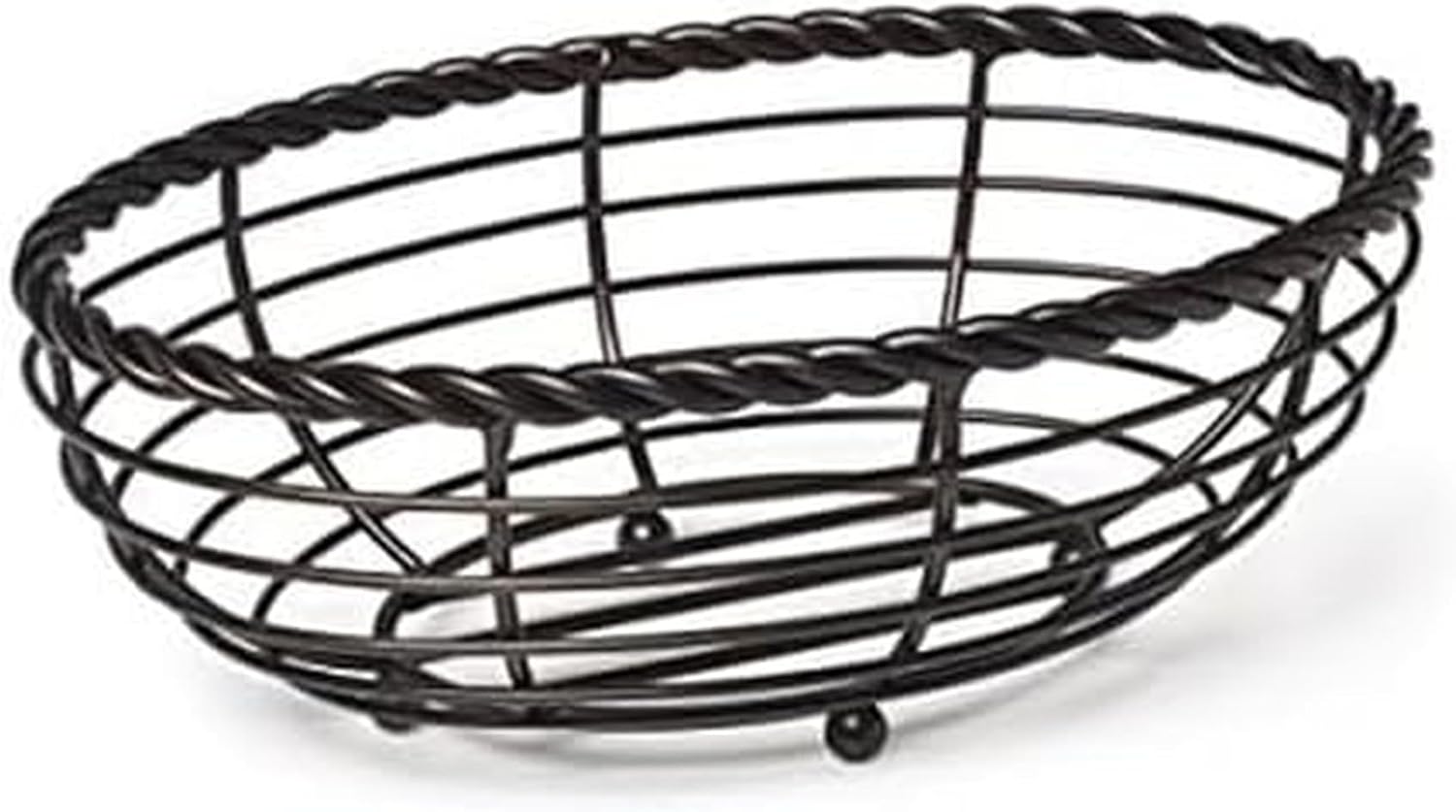 Gourmet Basics by Mikasa 5153171 Rope Metal Oval Bread Basket, Antique Black
