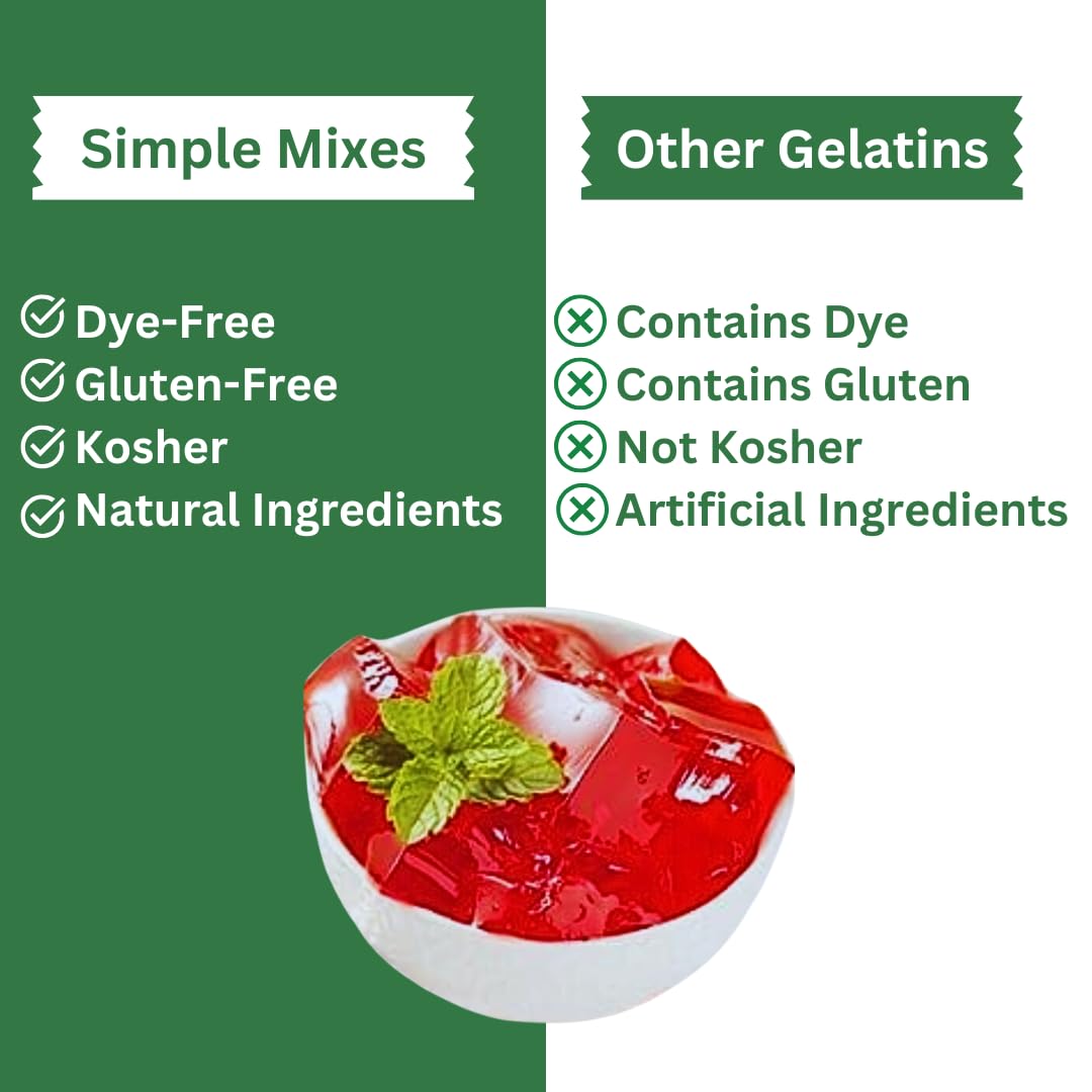 Simple Mixes Natural Gelatin Dessert, Lime, Kosher, 6 Pack of 3.1 oz each