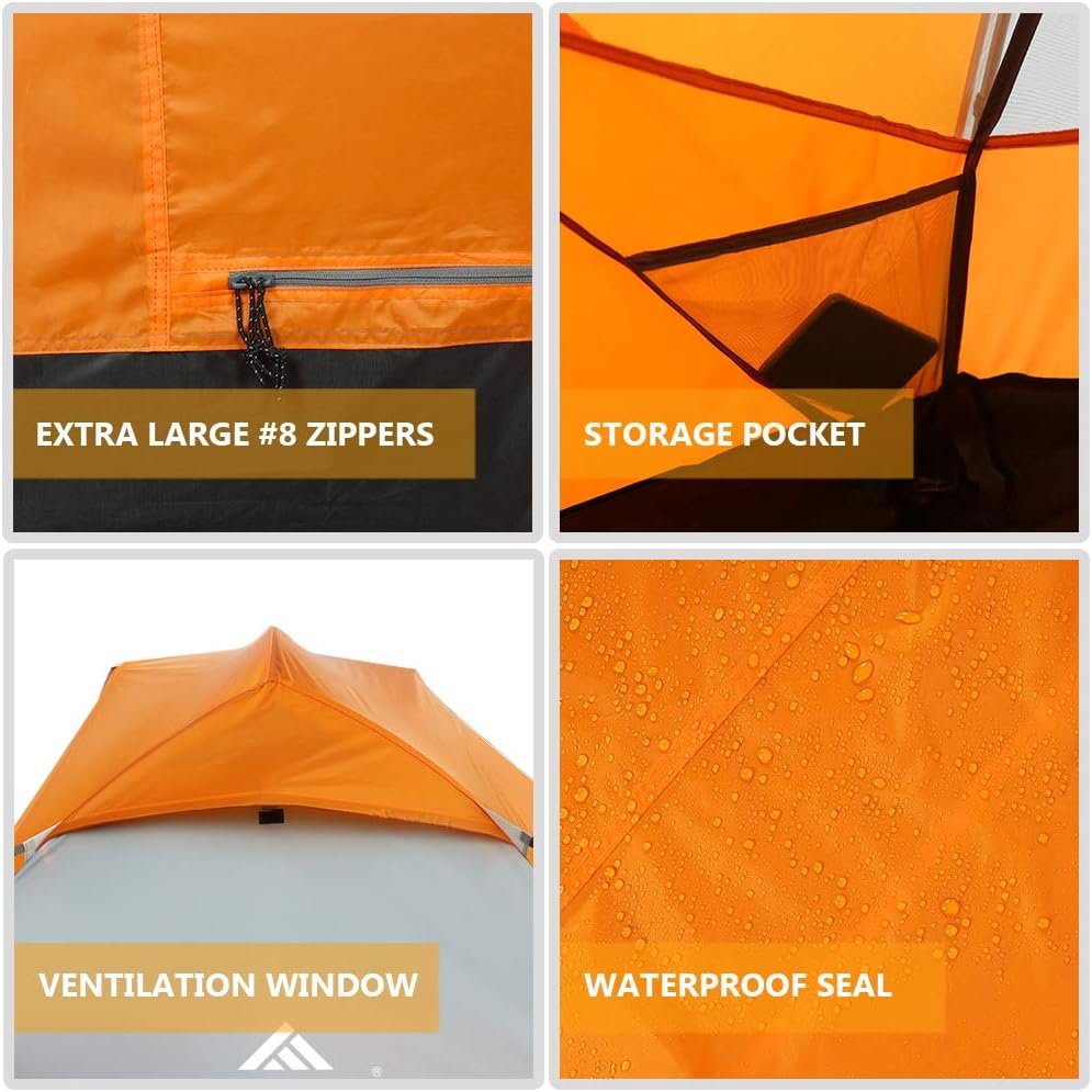 Forceatt Tent for 2 and 3 Person is Waterproof and Windproof, Camping Tent for 3 to 4 Seasons