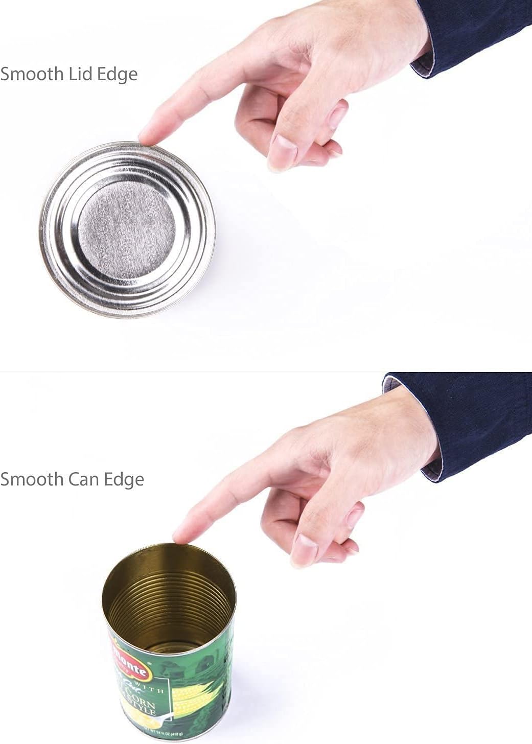 Safety Manual Can Tin Opener, Stainless Steel Ergonomic Anti Slip Design with Smooth Edge Side Cut No Sharp Cuts Can Opener