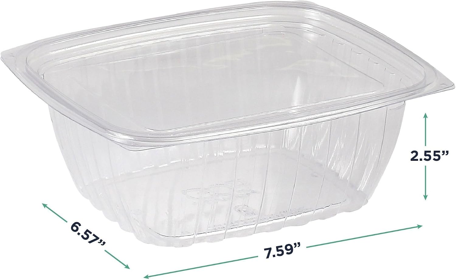 Eco-Products EPRC32 Renewable & Compostable Rectangular Deli Containers - 32oz., 50 Per Pack (Case of 4 Packs), clear