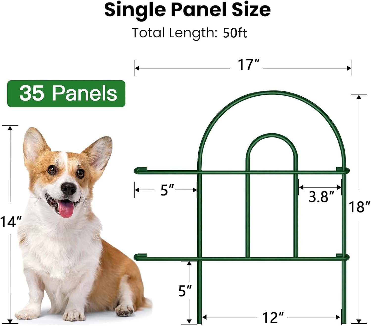 AMAGABELI 10 Panels 17in(H)×10ft(L) Decorative Garden Fences and Borders for Dogs No Dig Rustproof Metal Fence Panels Garden Edging Border Animal Barrier Fencing for Flower Beds Yard Patio Decor Black