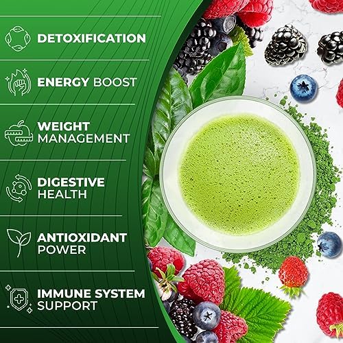 Total Tea Green Powder for Energy & Digestive Health with Turmeric, Amla Powder & Vitamin C - 30 Servings
