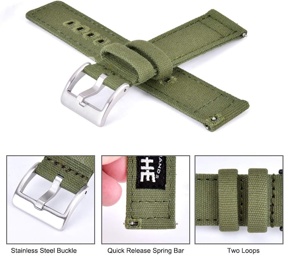 Ritche Christmas Gift Canvas Vintage Quick Release Watch Band 18mm 20mm 22mm 24mm Replacement Watch Straps for Men Women, White Elephant Gifts, Stocking Stuffers for Men, Father's Day gifts