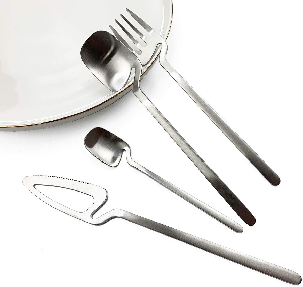 JASHII Hangable Silverware Set, Matte Rainbow Flatware Cutlery Set Service for 2