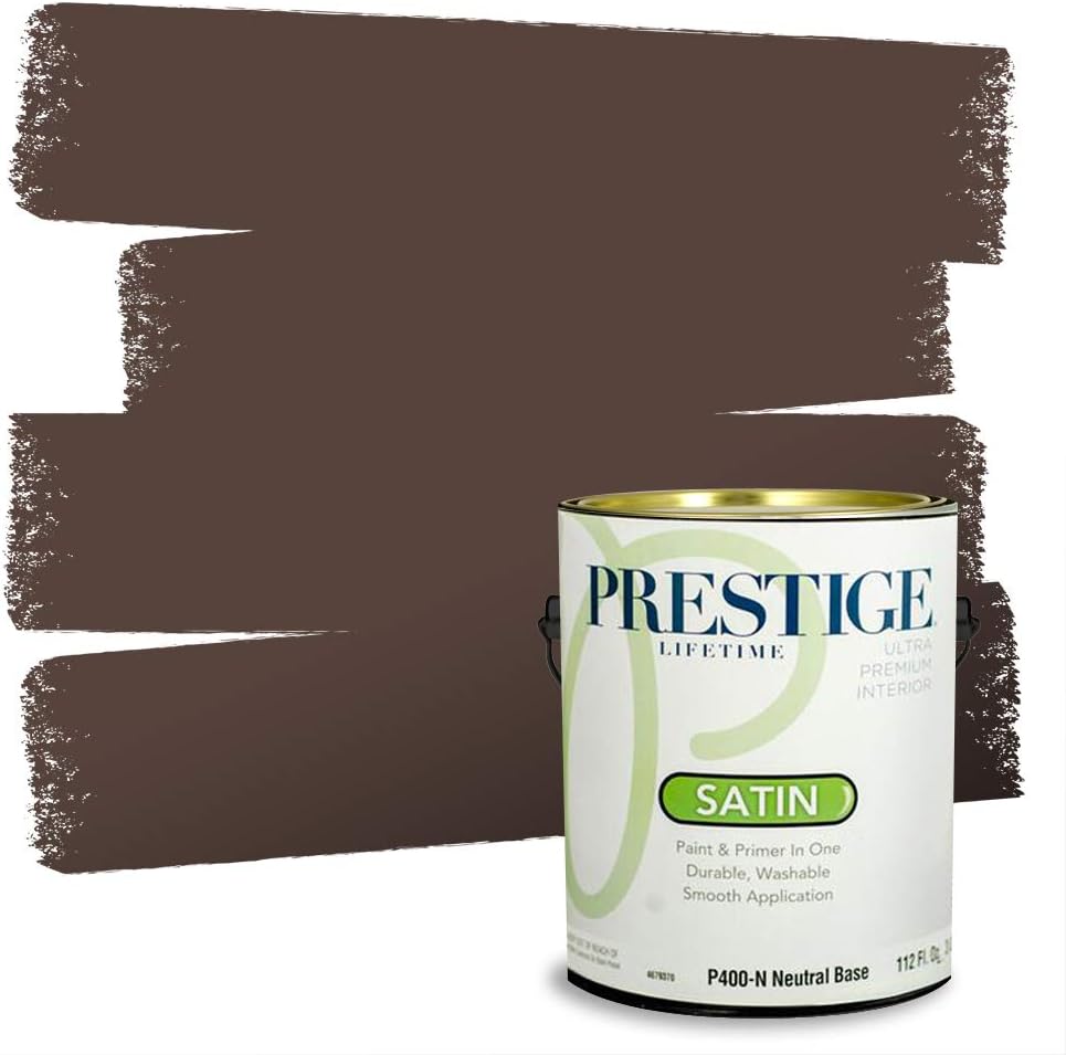 PRESTIGE Paints Exterior Paint and Primer In One, 1-Gallon, Semi-Gloss, Comparable Match of Sherwin Williams* French Roast*