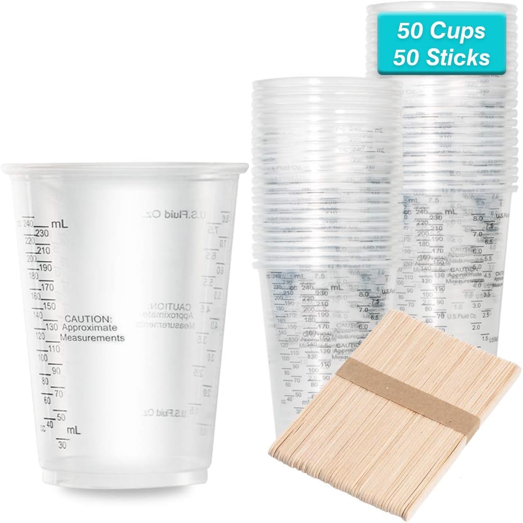 100pcs 8oz Graduated Clear Plastic Measuring Cups