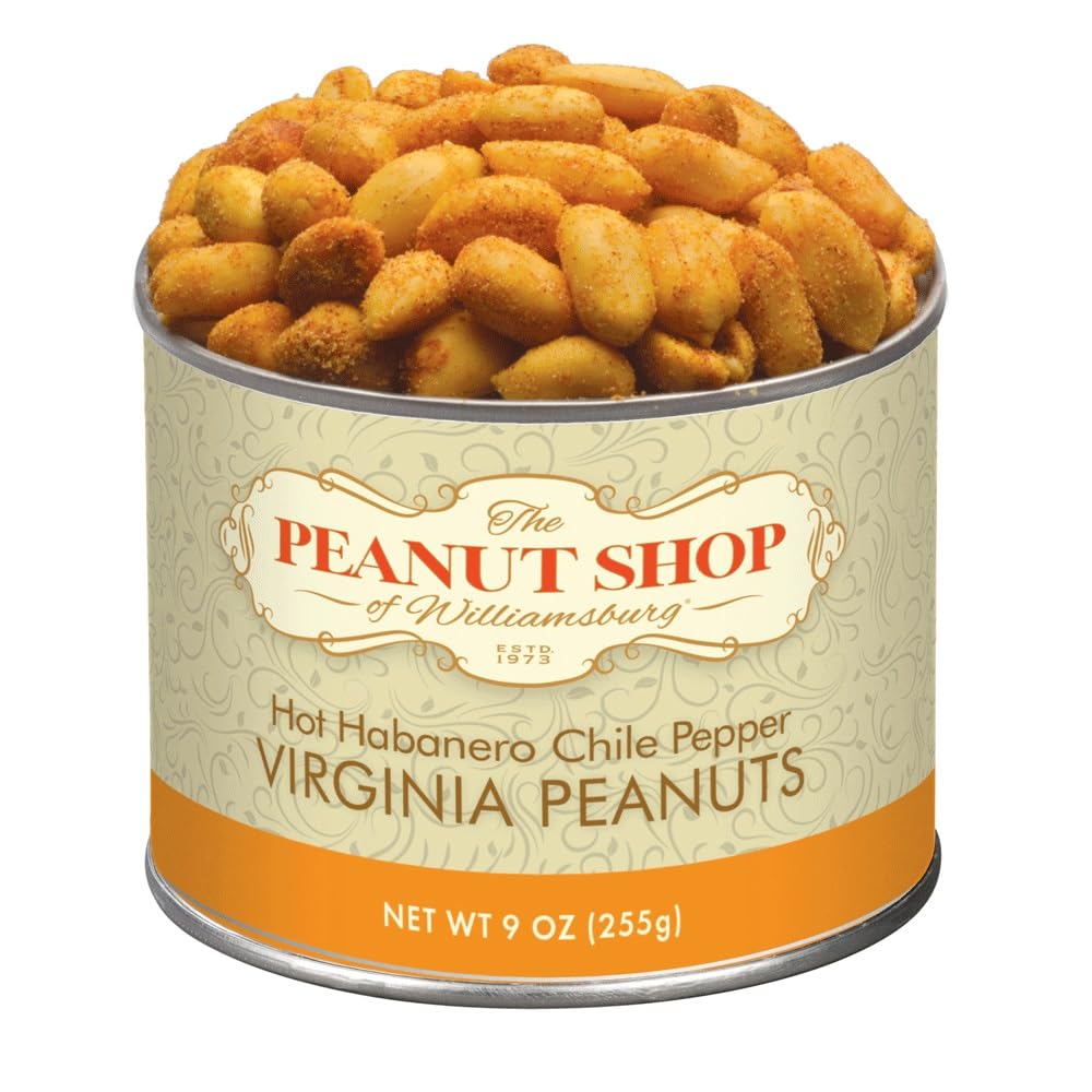 The Peanut Shop of Williamsburg Extra-Large Handcooked Lightly Salted Virginia Peanuts Williamsburg Peanuts Non-Gmo Kosher Gluten-Free No Preservatives - 32 Oz Tin