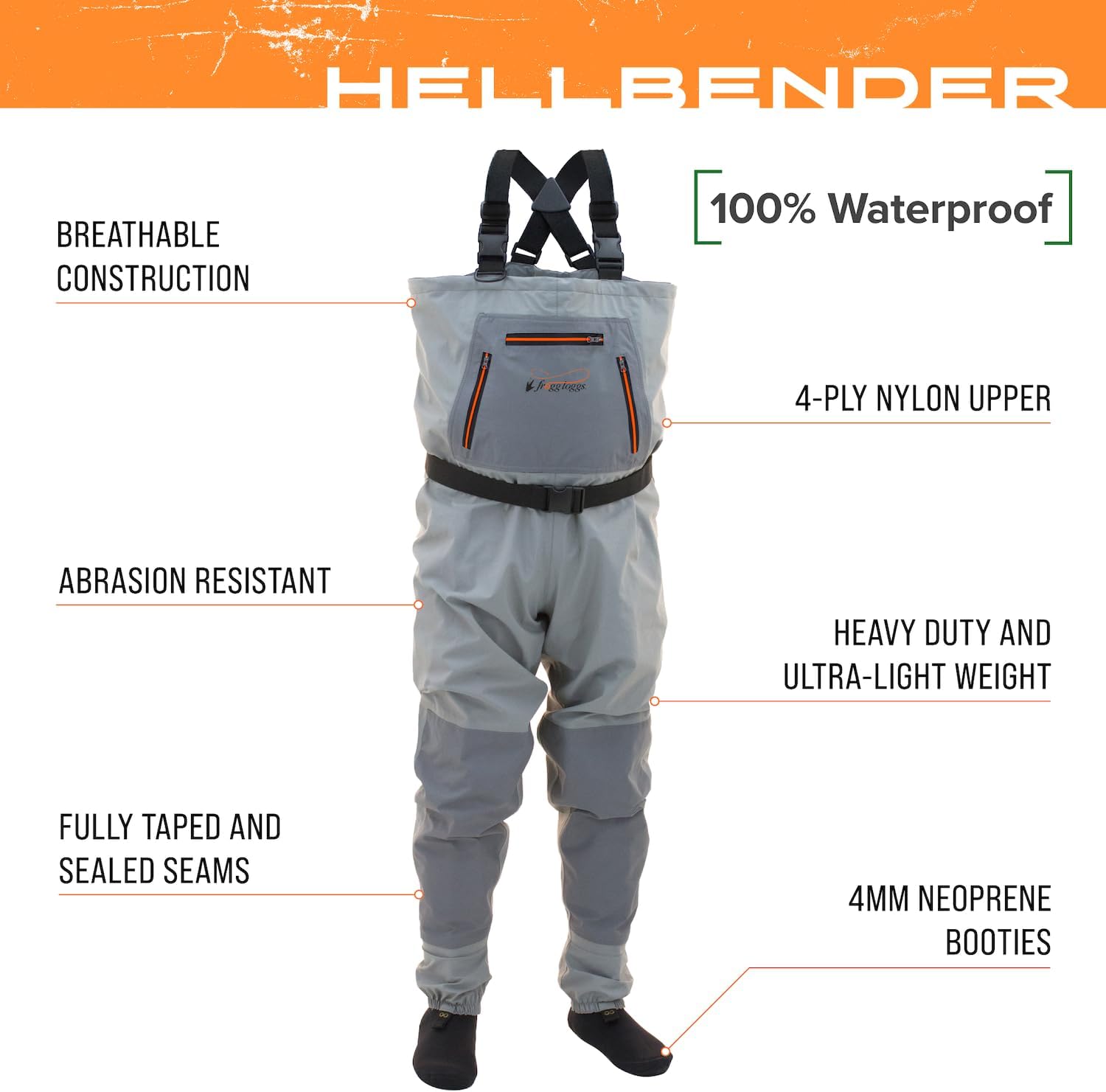 FROGG TOGGS Hellbender Breathable Waterproof Stockingfoot Fishing Chest Wader for Fishing