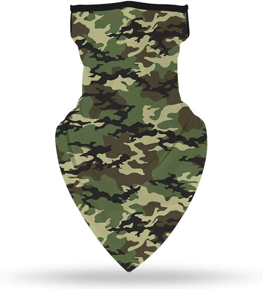 YAYOUREL Neck Gaiter Face Mask Bandanas for Men Women UV Face Scarf Cover Ear Loop Hole Facemask for Fishing Running Cycling