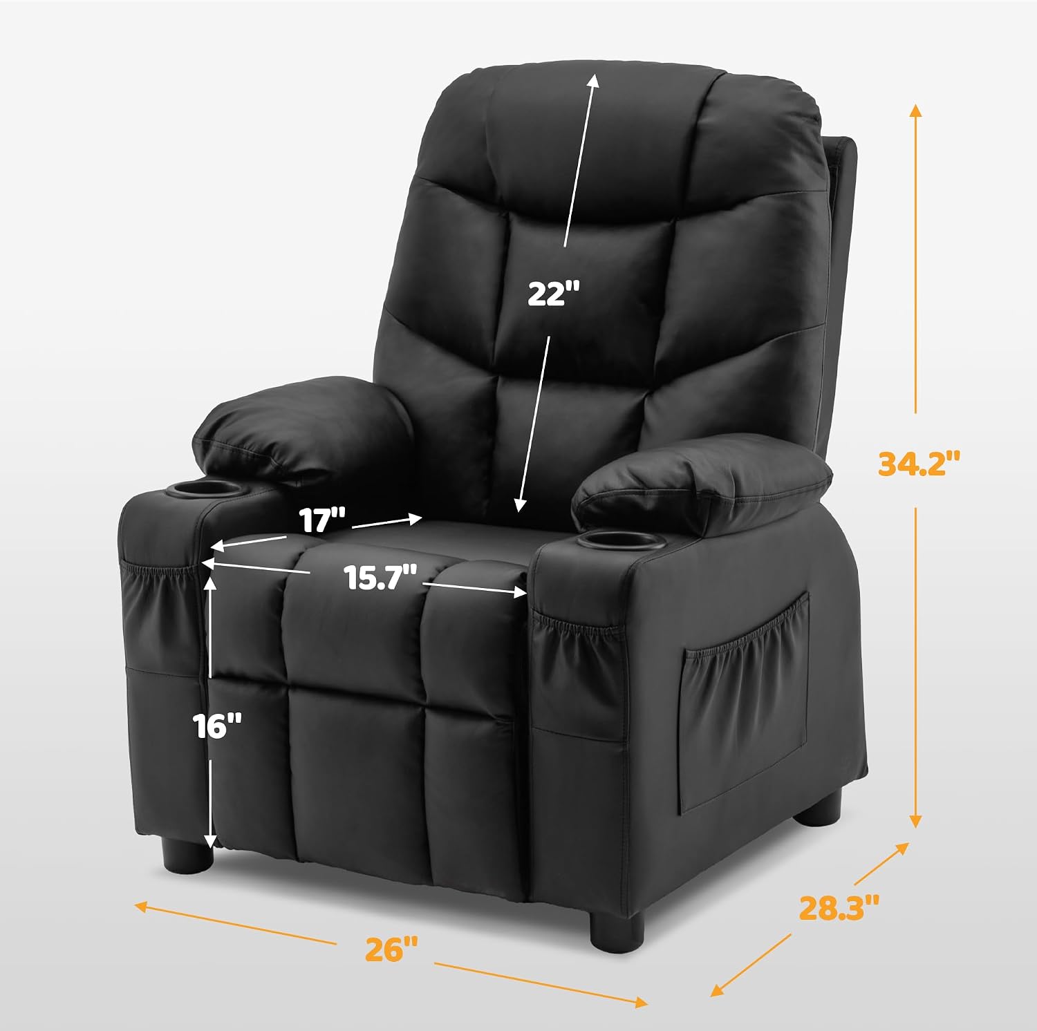 MCombo Big Kids Recliner for Ages 3+, Toddlers Recliner 7355 Velvet, Blue