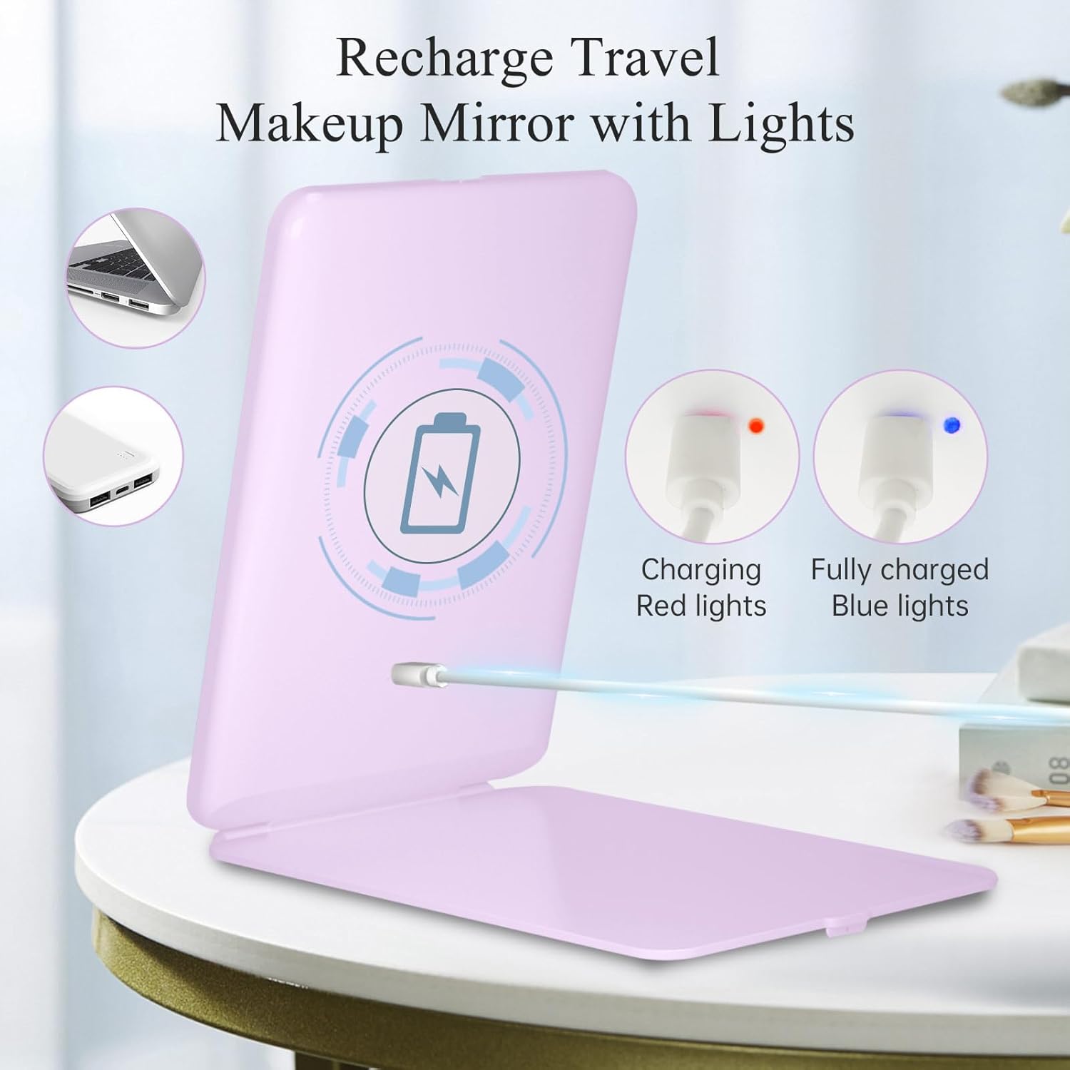 FUNTOUCH Rechargeable Travel Makeup Mirror with 72 Led Lights