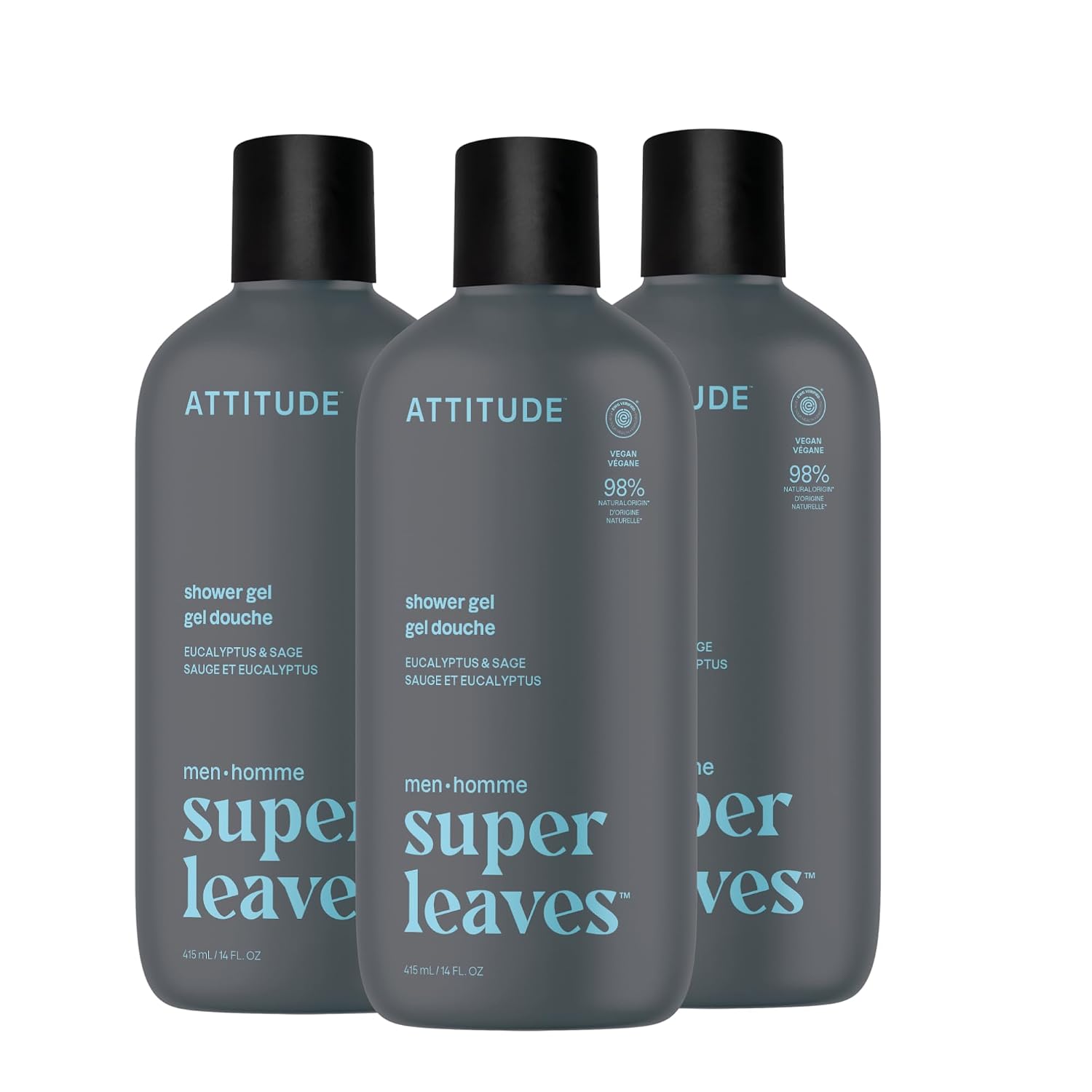 ATTITUDE Body Wash, EWG Verified Shower Gel, Dermatologically Tested, Plant and Mineral-Based, Vegan Personal Care Products, Earl Grey & Fresh Cucumber, 16 Fl Oz