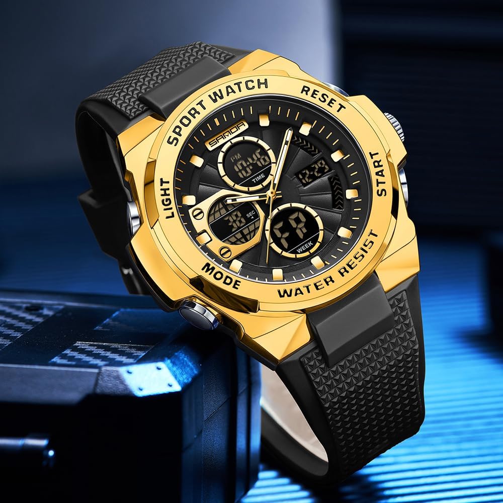 FANMIS Men's Digital Sport Watch Military LED Alarm Waterproof Quartz Watch | Tactical Outdoor Sport Watch Multi Function Led Display Alarm Stopwatch Date Quartz Rugged Style Daily Water Resistance