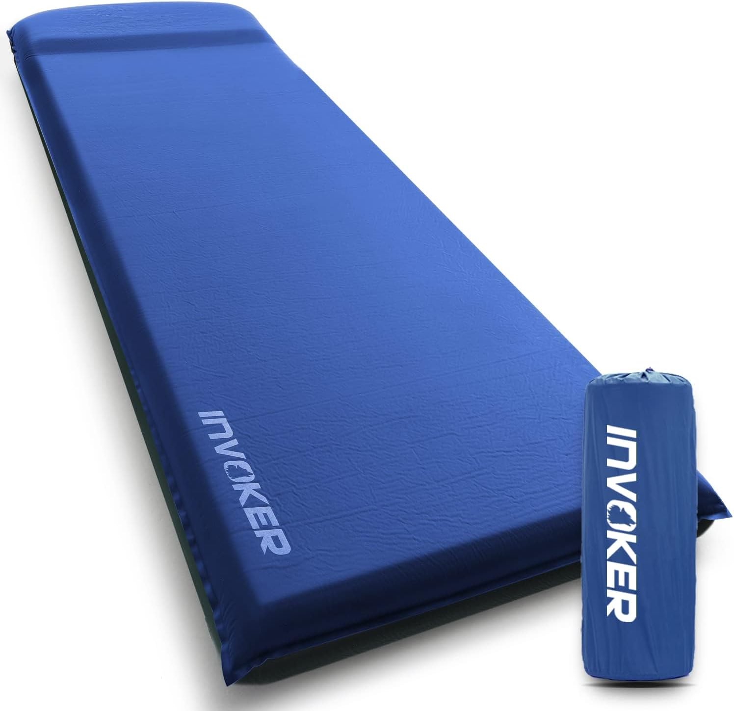 INVOKER Camping Sleeping Pad, Self-Inflating, 75 x 24 x 3.15 in, Green