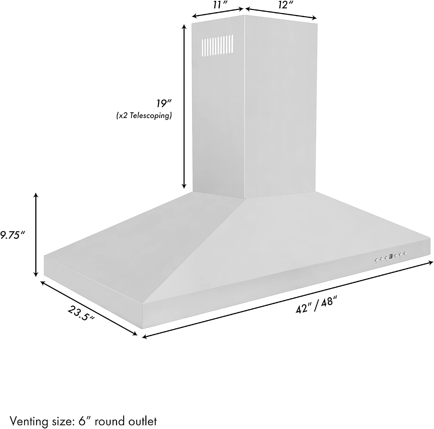 ZLINE 42" Convertible Island Mount Range Hood in Stainless Steel (KL3i-42)