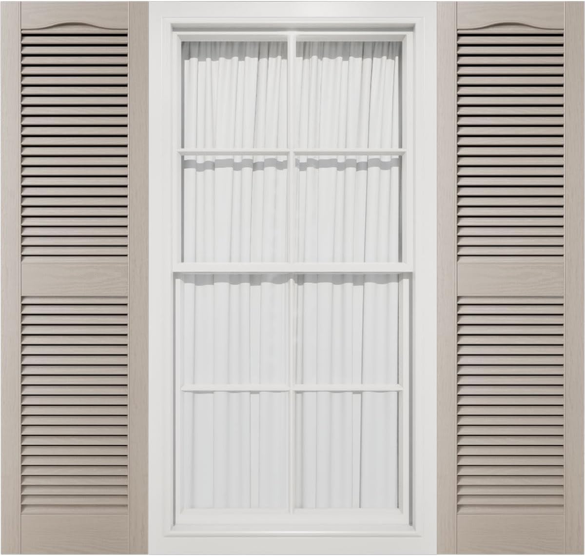 Mid America 00011455002 Standard Size Cathedral Top Center Mullion, Open Louver Vinyl Shutter, w/Installation Shutter-Lok's & Matching Screws (Per Pair), 002, 14 1/2"W x 55"H, Black